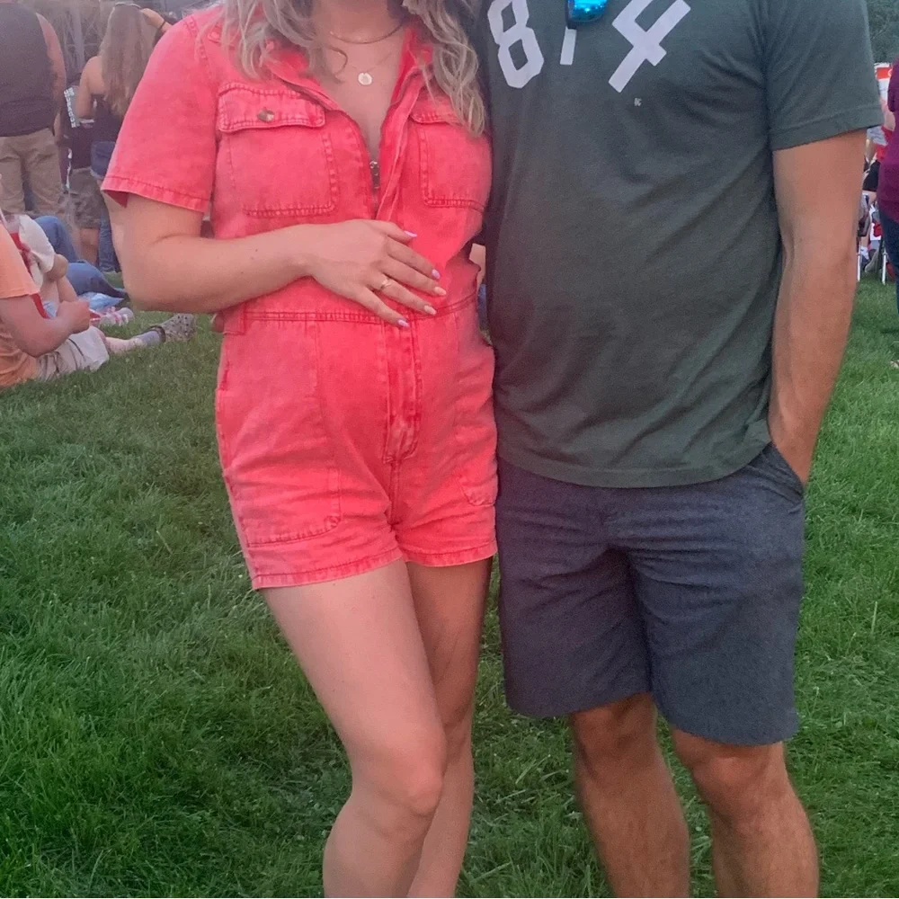 Pink denim playsuit | jumpsuit | romper - Picture 3 of 3